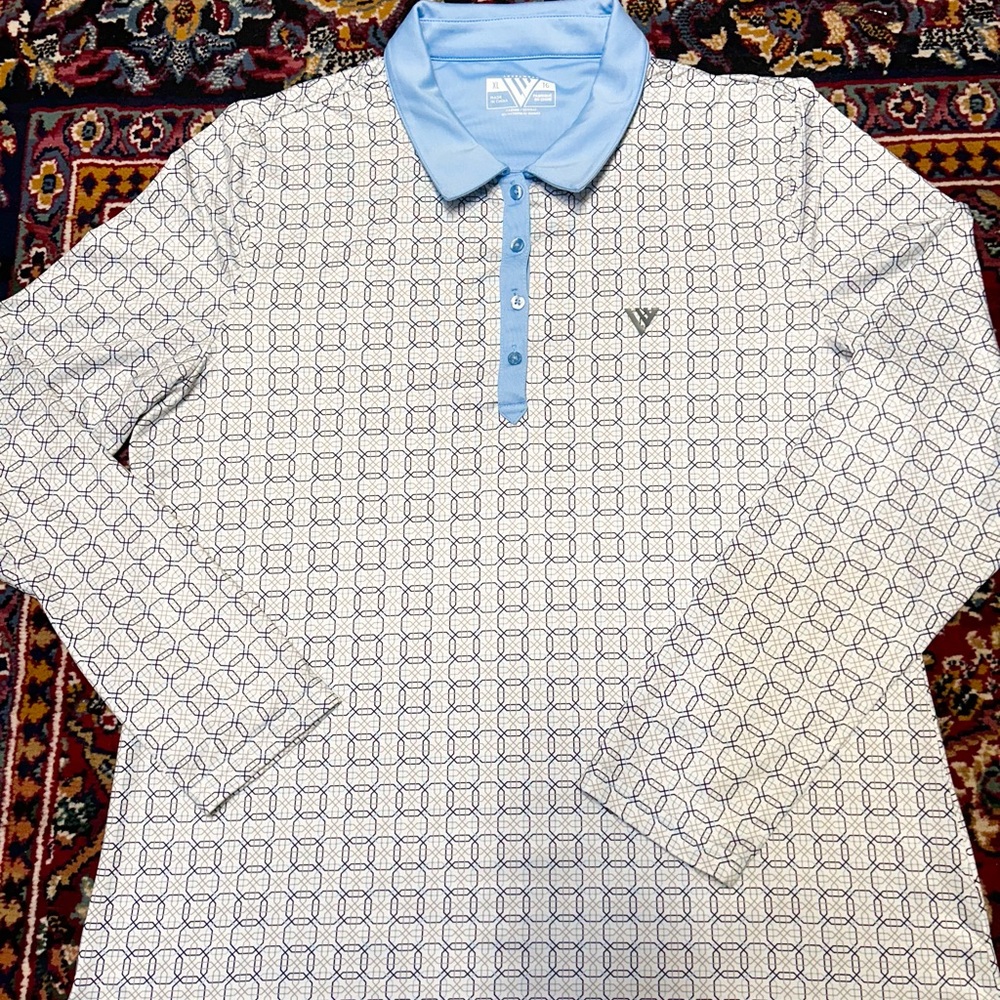 Women’s  Blue Patterned Long Sleeve Golf pullover